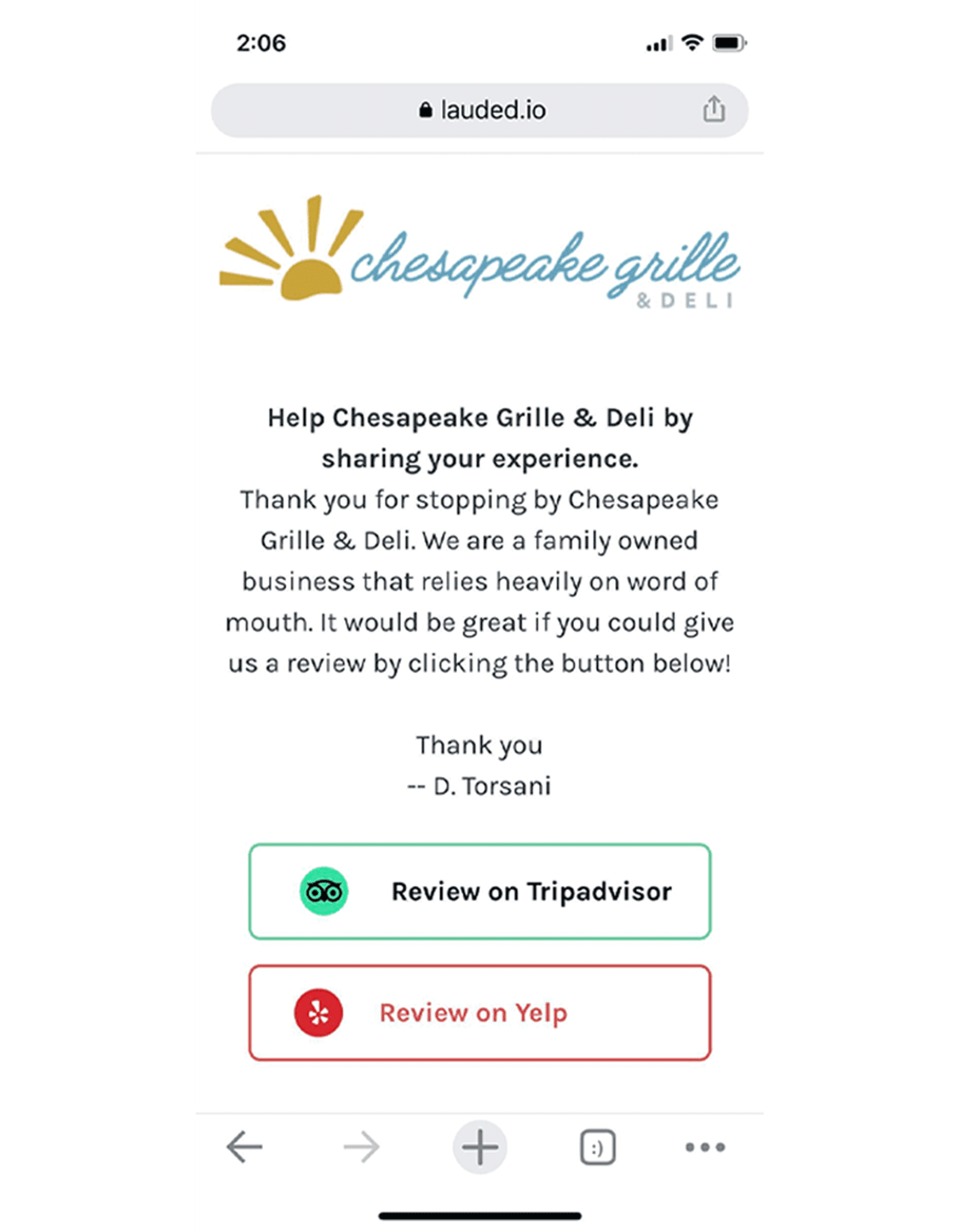 how your review page will look on a phone